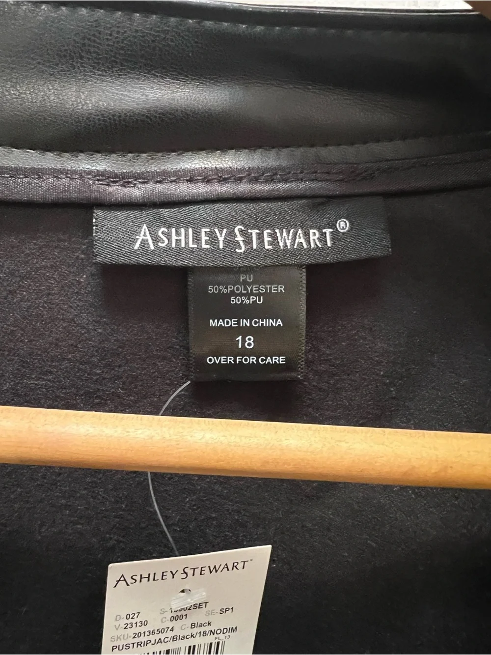 Ashley Stewart Faux Leather Quilted Moto Jacket Sz 18